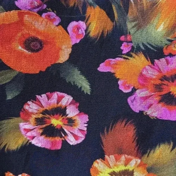 Fuzzi Mesh Floral Bodycon Mini Dress Long Sleeve Italian Designer Women’s Large - Picture 10 of 15